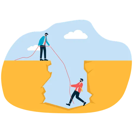 Employee helping other one to overcome trouble  Illustration