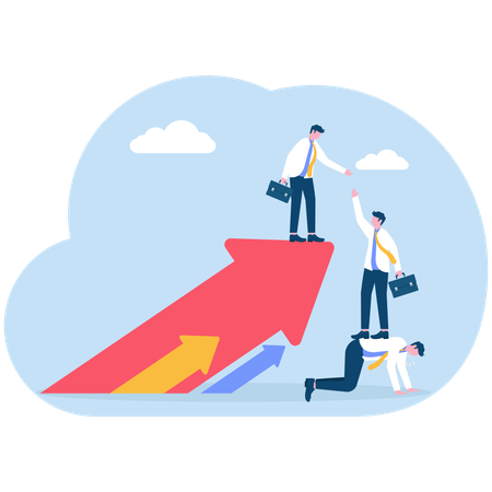 Employee helps mentor to reach at goal  Illustration