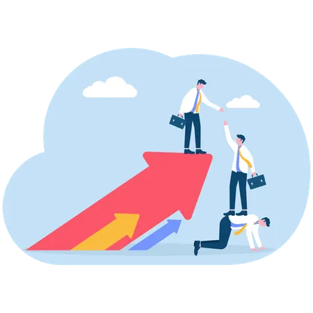 Employee helps mentor to reach at goal  Illustration