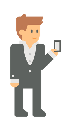 Employee holding mobile  Illustration