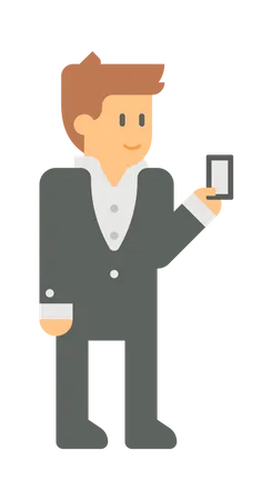 Employee holding mobile  Illustration