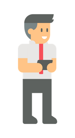 Employee holding mobile  Illustration