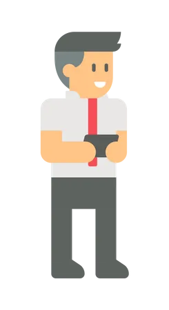 Employee holding mobile  Illustration