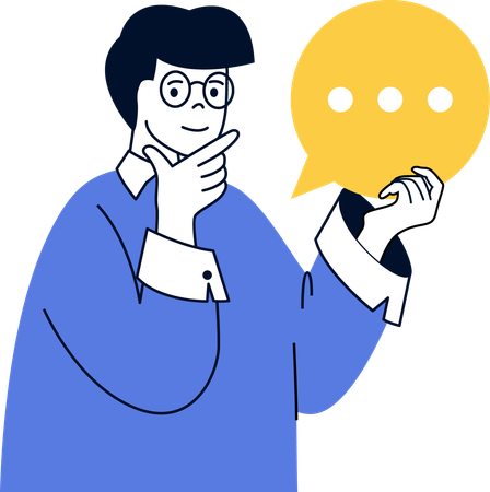 Employee holding speech bubble  Illustration