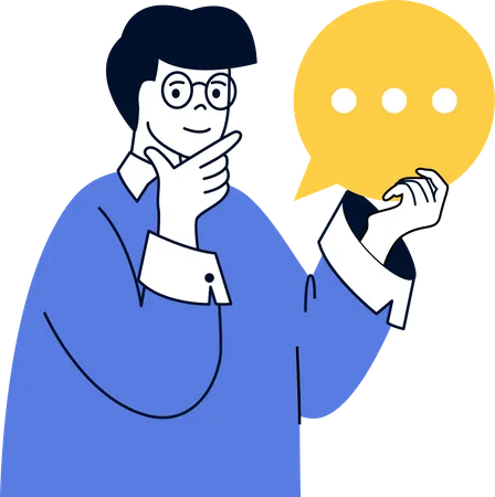 Employee holding speech bubble  Illustration