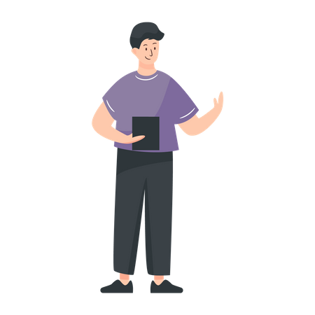 Employee holding tablet  Illustration