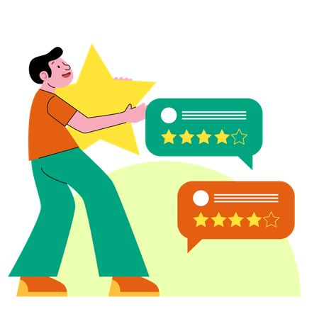 Employee Holding the Perfect Rating  Illustration