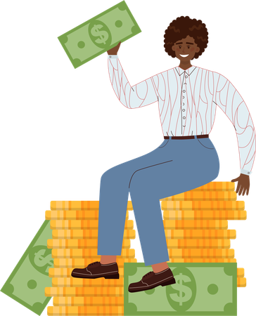 Employee indicates financial growth  Illustration