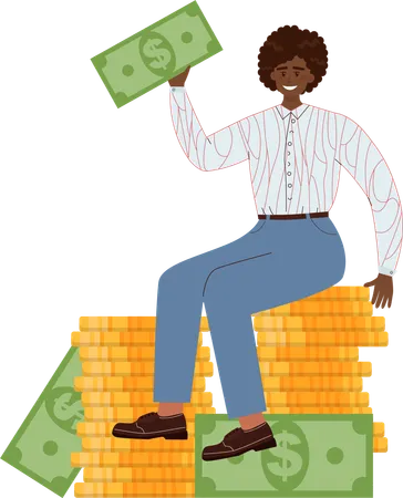 Employee indicates financial growth  Illustration