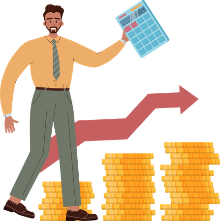 Employee indicates financial growth  Illustration