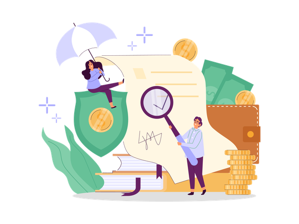 Employee insurance and contract with terms and regulations  Illustration