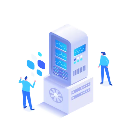 Employee interacting with system for data security  Illustration