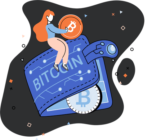 Employee invests in bitcoin wallet  Illustration