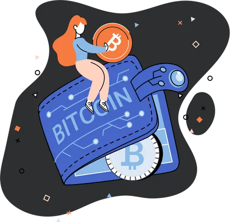 Employee invests in bitcoin wallet  Illustration