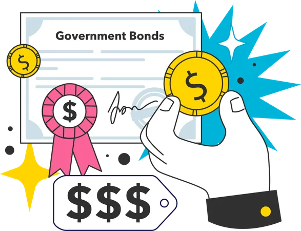 Employee invests in government bonds  イラスト