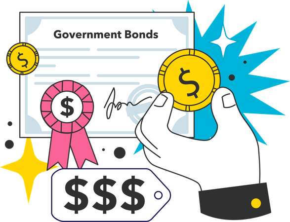 Employee invests in government bonds  Illustration