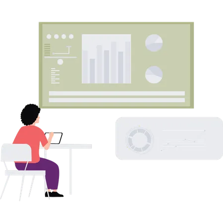 Employee is analyzing business charts  Illustration