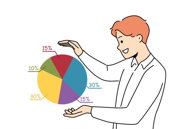 Employee is analyzing business data  Illustration