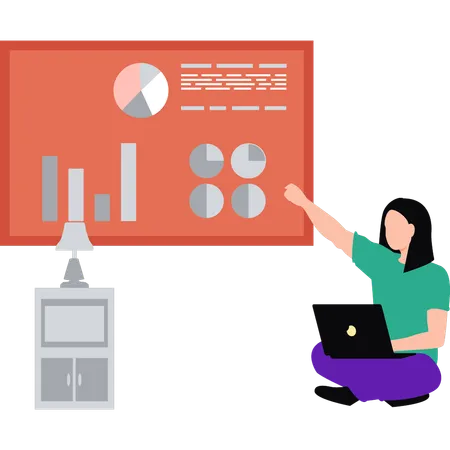 Employee is analyzing business data  Illustration