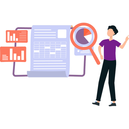 Employee is analyzing business data  Illustration