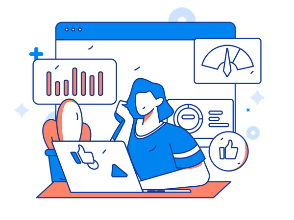 Employee is analyzing graphical data  Illustration