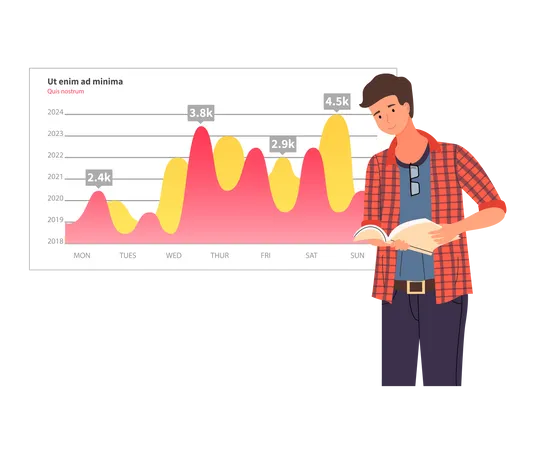 Employee is analyzing his business target  Illustration