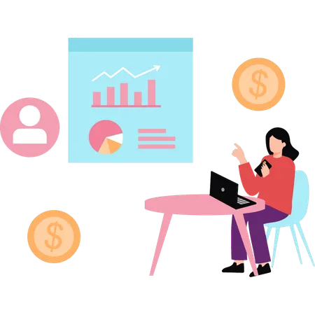 Employee is analyzing market data  Illustration