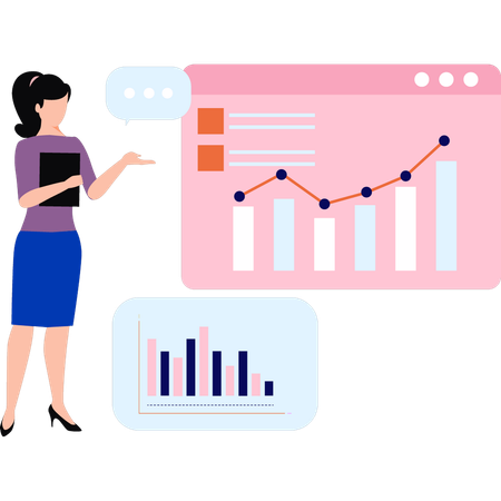 Employee is analyzing market graph  Illustration