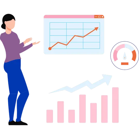 Employee is analyzing market graph  Illustration