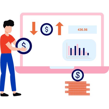 Employee is analyzing market graph  Illustration