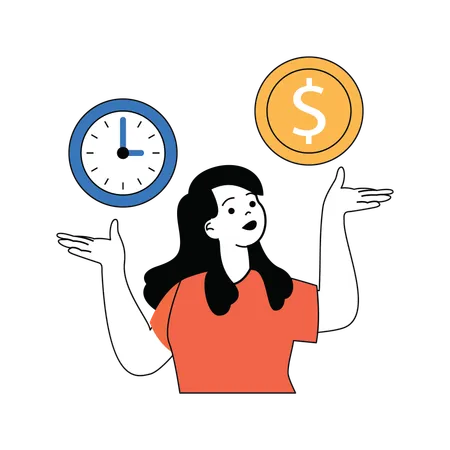 Employee is balancing time and money together  Illustration