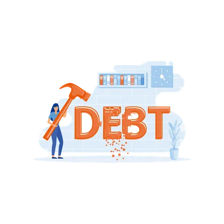 Employee is breaking debt ball  Illustration