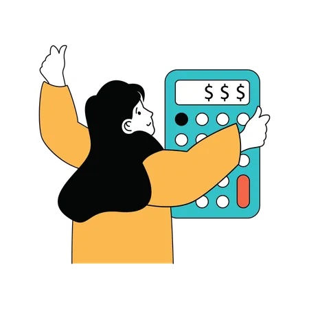 Employee is calculating her finances  Illustration