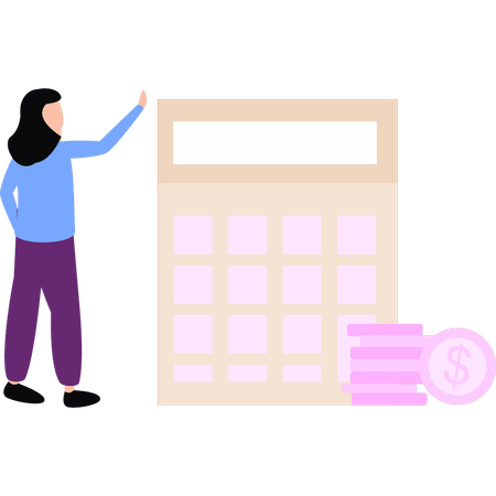 Employee is calculating her finances  Illustration