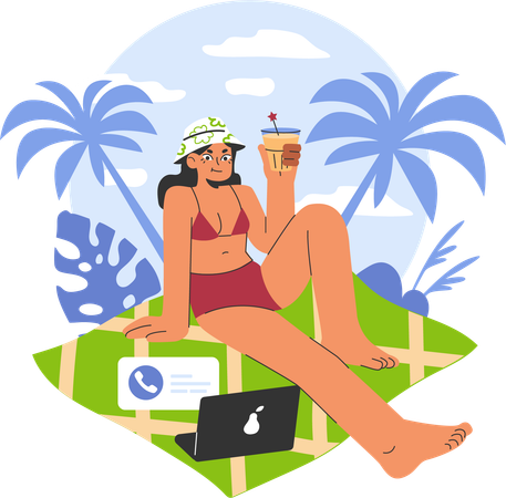Employee is chilling on vacation  イラスト