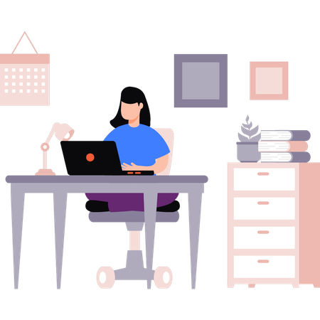 Employee is completing her pending tasks  Illustration