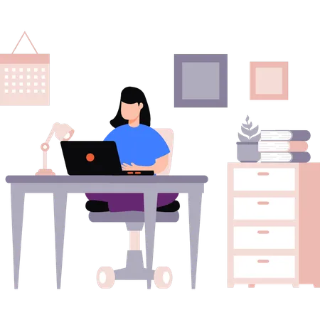 Employee is completing her pending tasks  Illustration