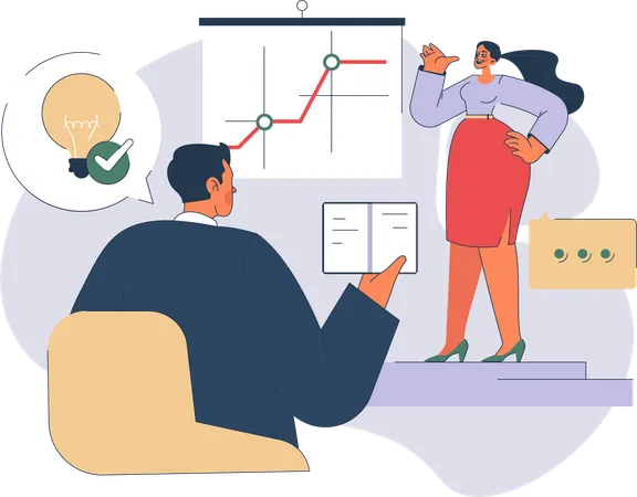 Employee is discussing business targets  Illustration