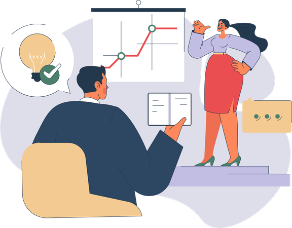 Employee is discussing business targets  Illustration