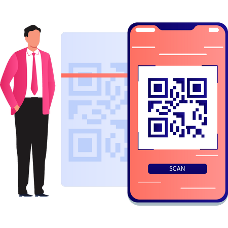 Employee is doing barcode scan  Illustration