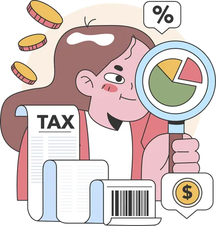 Employee is doing business tax analysis  Illustration
