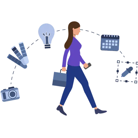 The Girl Is Going To Work Illustration