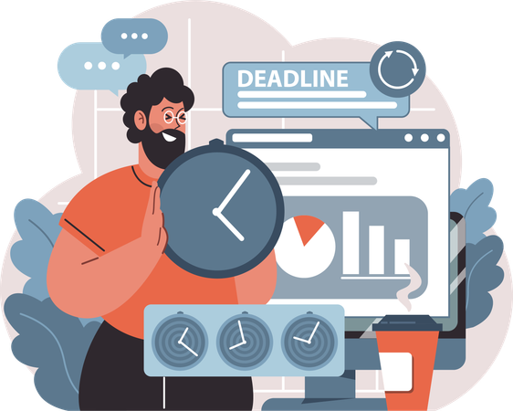 Employee is doing deadline management  Illustration