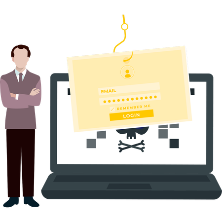 Employee is doing email login  Illustration