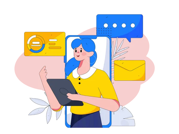 Employee is doing email marketing  Illustration