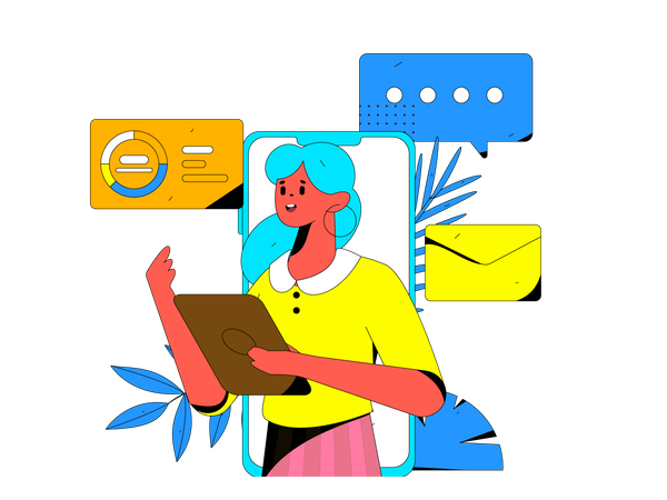 Employee is doing email marketing  Illustration