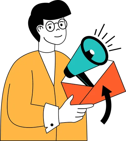 Employee is doing mail marketing  Illustration