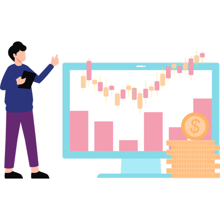 Employee is doing market analysis  Illustration