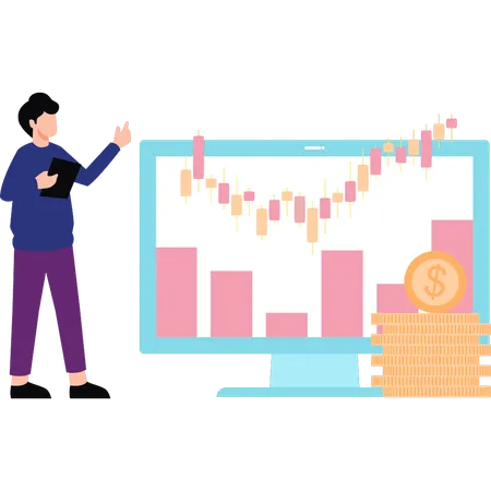 Employee is doing market analysis  Illustration