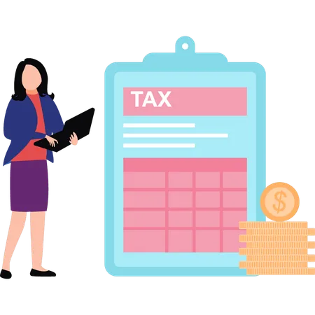 Employee is doing tax calculation  Illustration